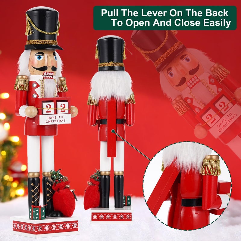 Tpudn Store Christmas Decorations Nutcracker,16 inch Wooden Traditional Nutcracker,Festive Collectible Christmas Ornament Party Tabletop Thanksgiving Decor(Countdown Calendar - Image 3